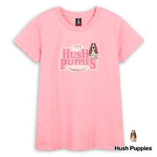 【Hush Puppies】女裝 T恤 質感品牌印花刺繡狗T恤(中粉紅 / 43211109)
