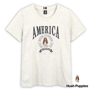 【Hush Puppies】女裝 T恤 經典品牌立體鋼模刺繡狗T恤(麻灰 / 43211211)