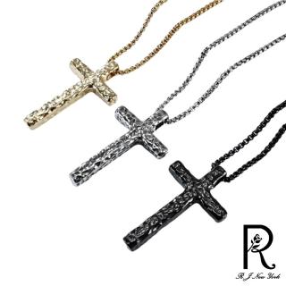 【RJ New York】捶打職人十字架歐美中性鈦鋼長項鍊(3色可選)