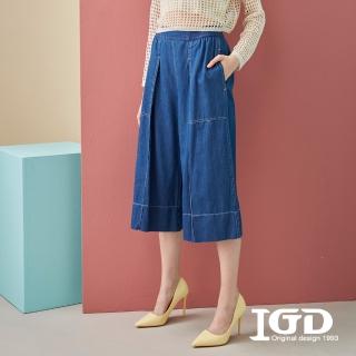 【IGD 英格麗】速達-網路獨賣款-大口袋牛仔八分褲(藍色)