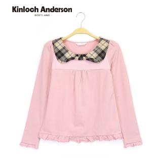 【Kinloch Anderson】片領領格紋荷葉配飾長袖上衣 金安德森女裝(KA0475306 粉紅/藍)
