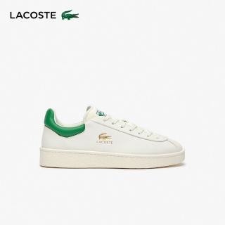 【LACOSTE】男鞋-Baseshot 優質皮革運動休閒鞋(白/綠色)