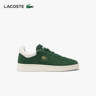 【LACOSTE】男鞋-Baseshot 優質皮革運動休閒鞋(深綠色)