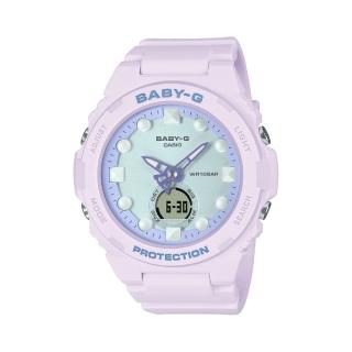 【CASIO 卡西歐】未來風格爆款夢幻色彩雙顯時尚腕錶 夢幻紫 42.4mm(BGA-320FH-4A)
