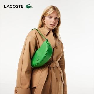 【LACOSTE】母親節首選包款-女士頂級粒面皮革半月包(亮綠色)