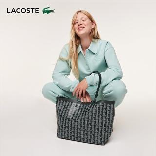 【LACOSTE】母親節首選包款-印花塗層帆布中型包(深綠色)