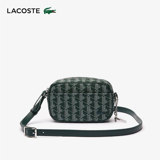 【LACOSTE】包款-日常生活拼接字母印花斜背包(綠色)