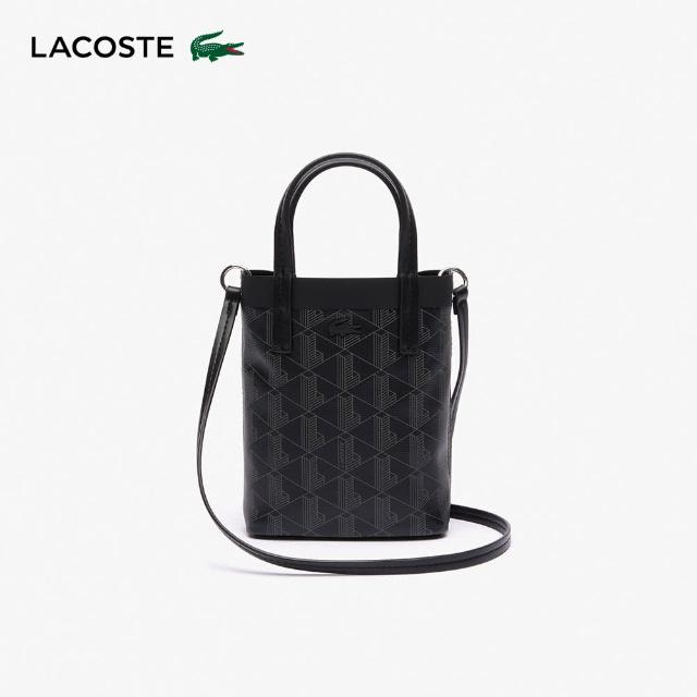 【LACOSTE】包款-印花塗層帆布迷你托特包(黑色)