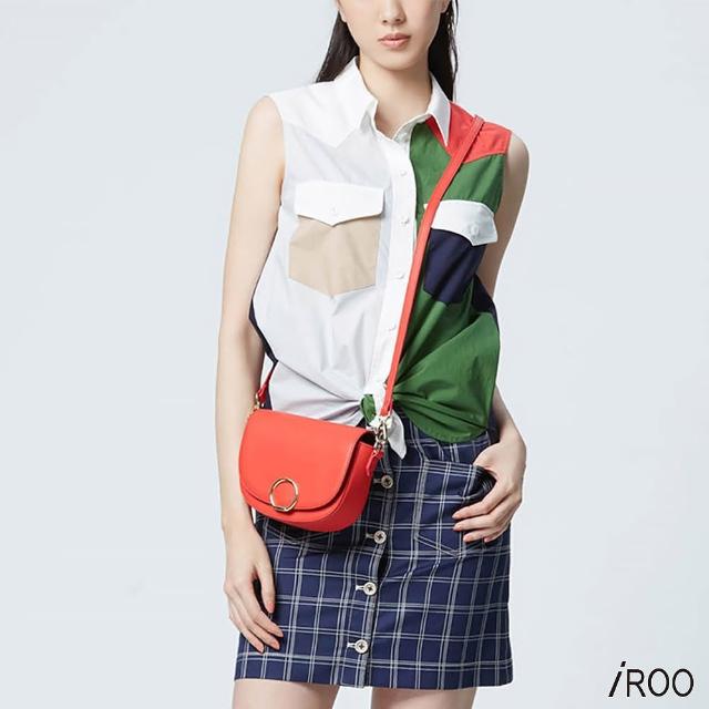 【iROO】格紋排釦修身設計短裙