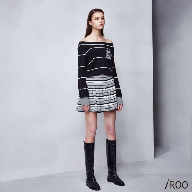 【iROO】條紋短褲裙