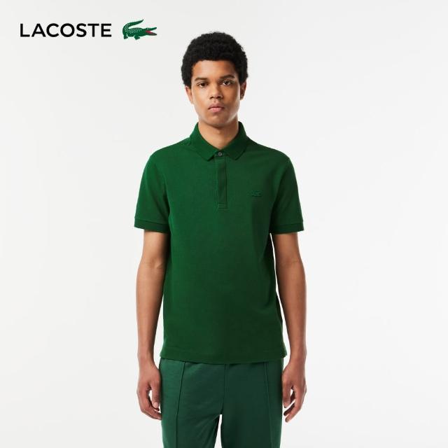【LACOSTE】男裝-經典巴黎商務短袖Polo衫(深綠色)