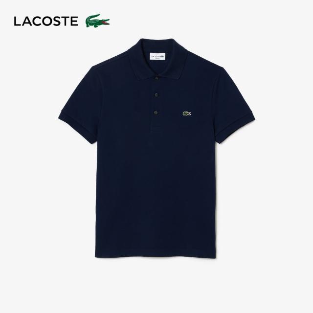 【LACOSTE】男裝-經典修身短袖Polo衫(深藍色)
