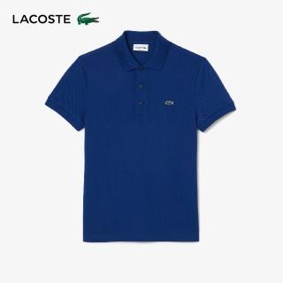 【LACOSTE】男裝-經典修身短袖Polo衫(亞甲藍)