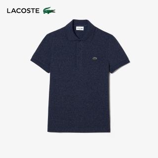 【LACOSTE】男裝-經典修身短袖Polo衫(雲霧藍)