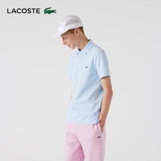 【LACOSTE】男裝-經典修身短袖Polo衫(天空藍)