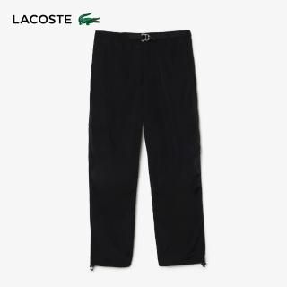 【LACOSTE】男裝-寬鬆版再生纖維刺繡運動長褲(黑色)