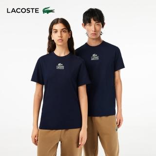 【LACOSTE】中性-鱷魚LOGO印花棉質短袖T恤(海軍藍)