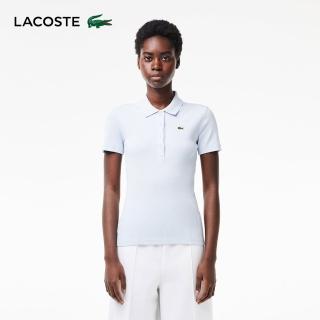 【LACOSTE】女裝-L.12.D 修身羅紋棉質短袖Polo衫(紫藍色)