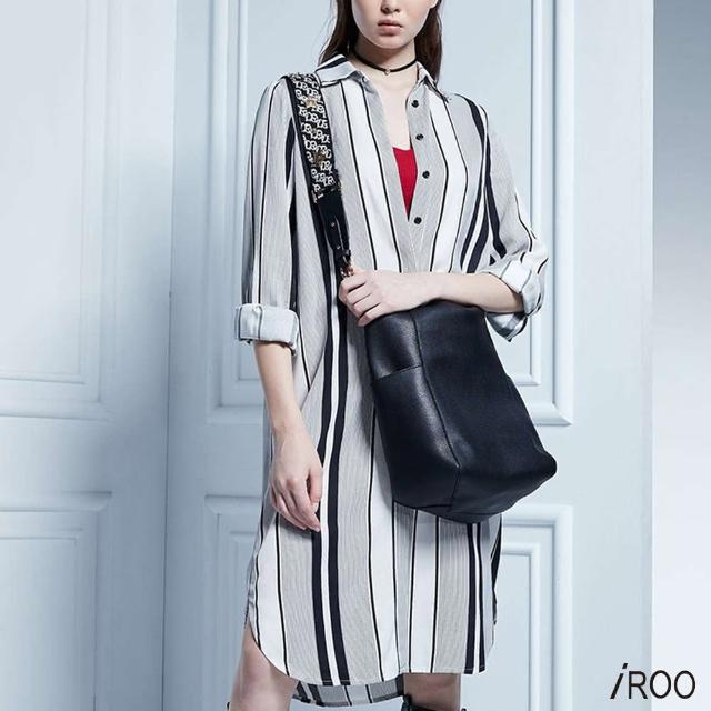 【iROO】條紋襯衫洋裝