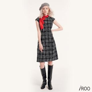 【iROO】格紋絲巾洋裝