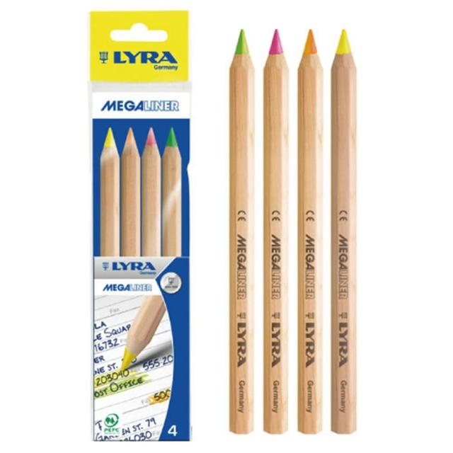 【德國LYRA】六角原木霓虹彩色鉛筆-4色(彩筆 繪畫 繪圖 塗鴉 手繪 學生 辦公室 事務用品)