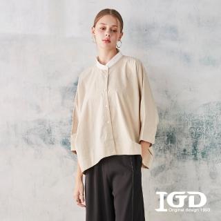 【IGD 英格麗】速達-網路獨賣款-寬版立短袖領襯衫(粉色)