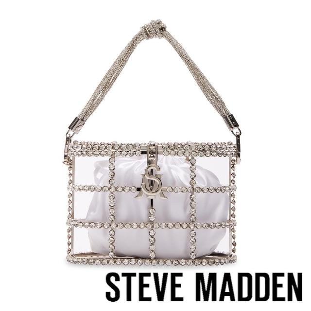 【STEVE MADDEN】BEDNA 奢華鑽面簍空手提包(銀色)