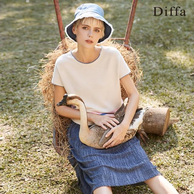 【Diffa】一體成型時尚條紋針織衫-女
