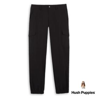 【Hush Puppies】男裝 長褲 素色後鬆緊縮口工裝褲(黑色 / 43121102)