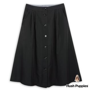 【Hush Puppies】女裝 長裙 簡約素色前開襟打褶長裙(丈青 / 43223102)