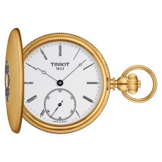 【TISSOT 天梭】官方授權 小秒針手上鍊懷錶-附鍊(T8674053901300)