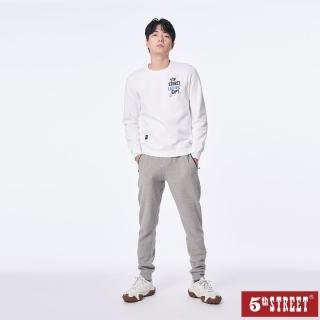 【5th STREET】男裝潮試紙印花長袖T恤-白色