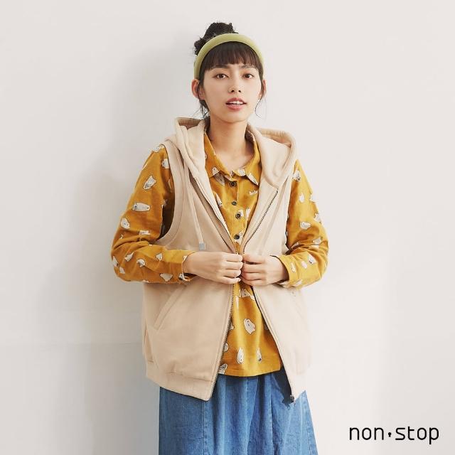 【non-stop】休閒內刷毛連帽背心外套-1色