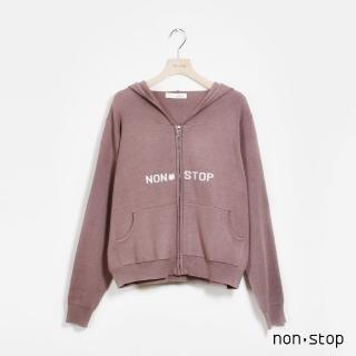 【non-stop】LOGO刺繡連帽針織外套-1色