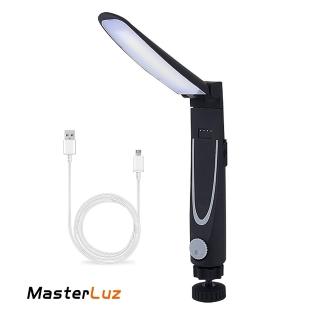 【MasterLuz】G34 USB充電10W無段調光COB工作燈(可折疊 附柔光罩 底座強磁吸附)