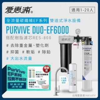 【EVERPURE 愛惠浦】PURVIVE Duo-EF6000生飲級兩道式廚下型淨水器(前置樹脂軟水)