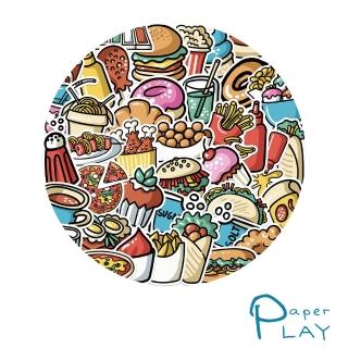 【Paper Play】創意多用途防水貼紙-卡通食物插畫塗鴉 44枚入(防水貼紙 行李箱貼紙 手機貼紙 水壺貼紙)