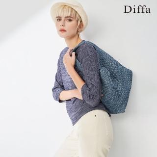 【Diffa】波浪織紋飛鼠袖針織衫-女