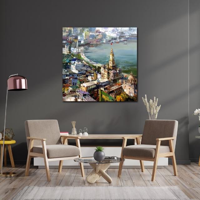 【御畫房】城市印象 國家一級畫師手繪油畫80×80cm(VF-167)
