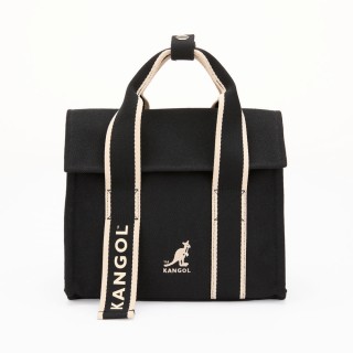 【KANGOL】方塊包 帆布包 手提包 側背包 托特包(米白/黑色)
