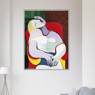 《夢》畢卡索．立體派 世界名畫 經典名畫 風景油畫-白框60x80CM