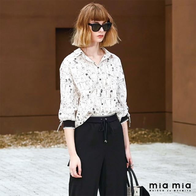 【mia mia】黑白印花五分袖襯衫
