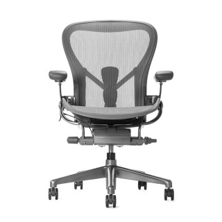 【Herman Miller】Aeron 2.0 人體工學椅 全功能 金屬腳座 鋁合金材質 碳灰色 DW扶手 C size(平行輸入)