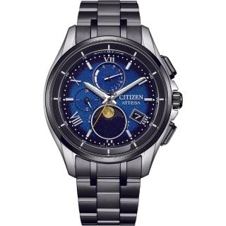 【CITIZEN 星辰】ATTESA 月相 限量錶 鈦金屬 藍寶石 光動能 電波 手錶-41.5mm(BY1007-60L)