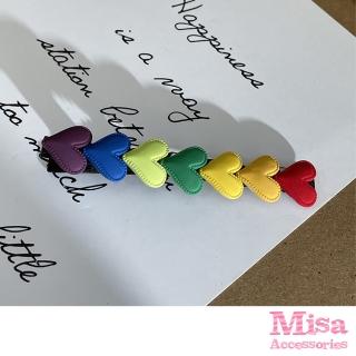 【MISA】韓國設計可愛少女感彩色愛心串串髮夾(彩色髮夾 愛心髮夾 串串髮夾)