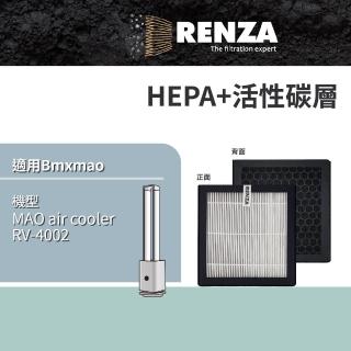 【RENZA】適用 Bmxmao MAO air cooler RV-4002 空氣清淨機(HEPA濾網+活性碳濾網 濾芯 濾心)
