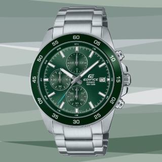 【CASIO 卡西歐】EDIFICE 酷炫風格 柔和設計 中型錶殼碼表腕錶-綠(EFR-526D-3AV 防水100米)