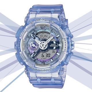 【CASIO 卡西歐】G-SHOCK WOMEN 科幻虛擬世界 半透明Y型構造雙顯錶-藍(GMA-S110VW-6A 防水200米)