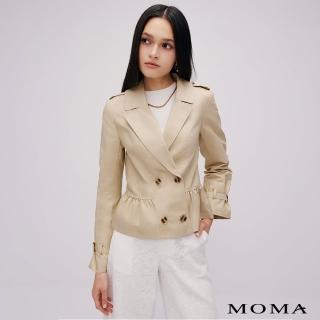【MOMA】率性荷葉短版風衣外套(卡其色)