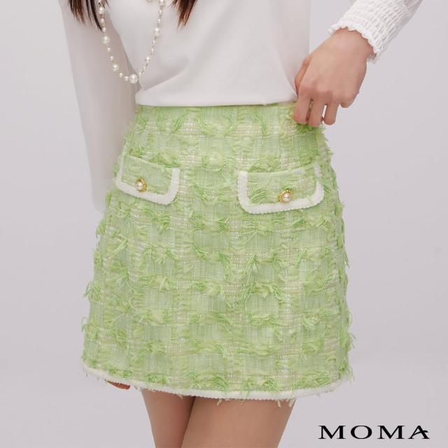 【MOMA】蘋果薄荷小香風花紗短裙(綠色)